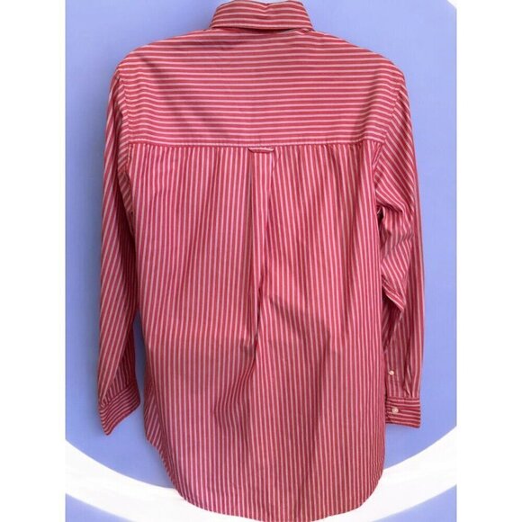 Ralph Lauren Chaps Men Red Striped Long Sleeved Collared Button Down Shirt Large - Picture 4 of 7